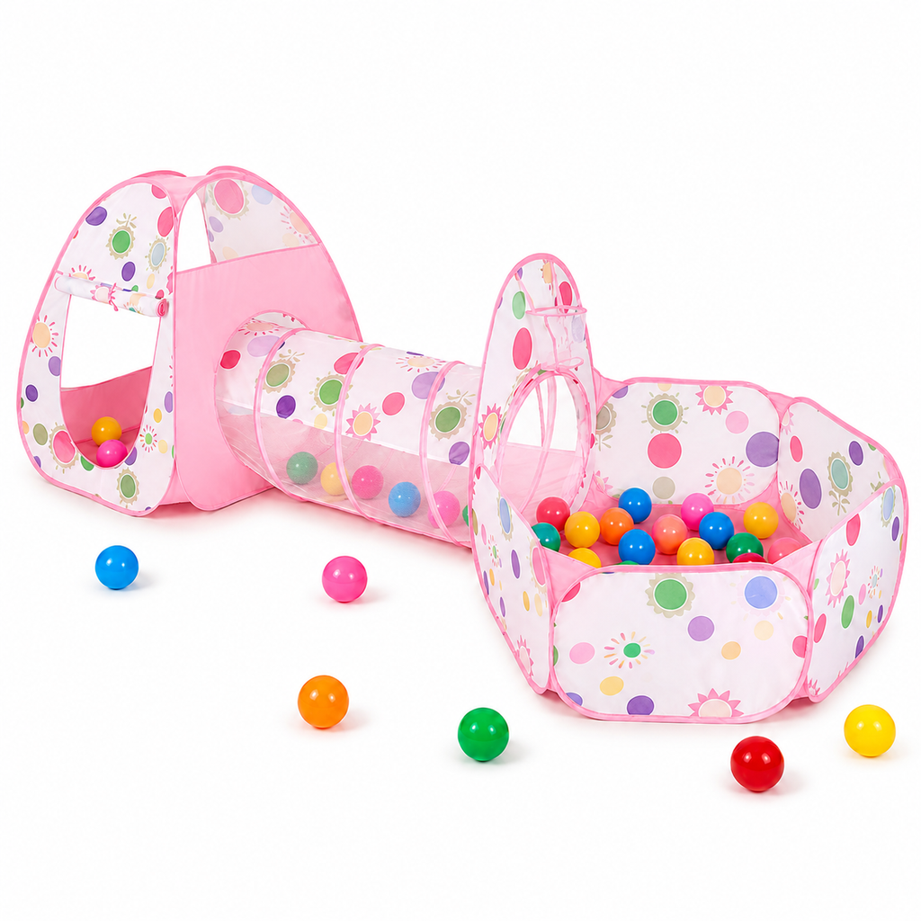 Ball Pit Playhouse & Tunnel + Pack of Balls