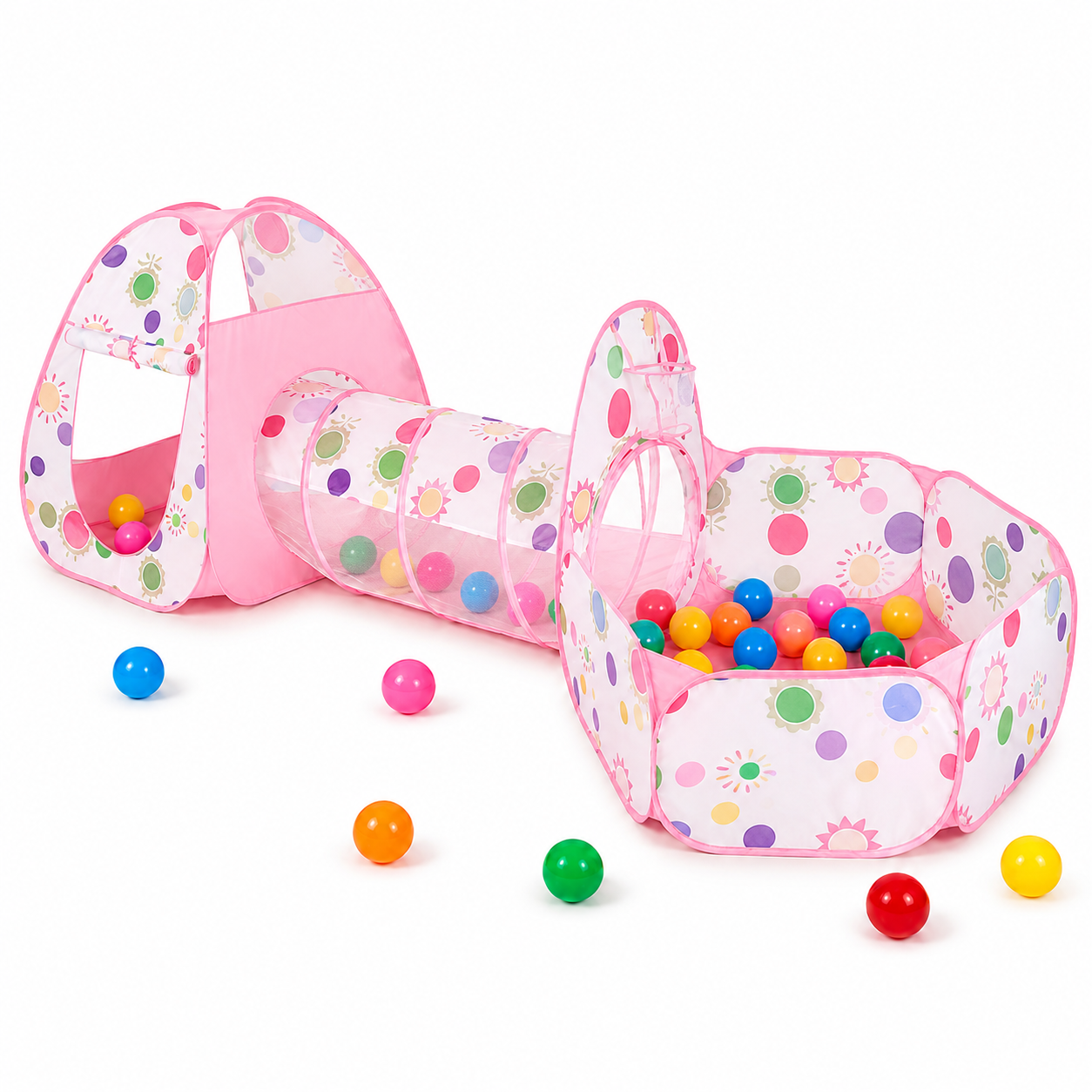 Ball Pit Playhouse & Tunnel + Pack of Balls