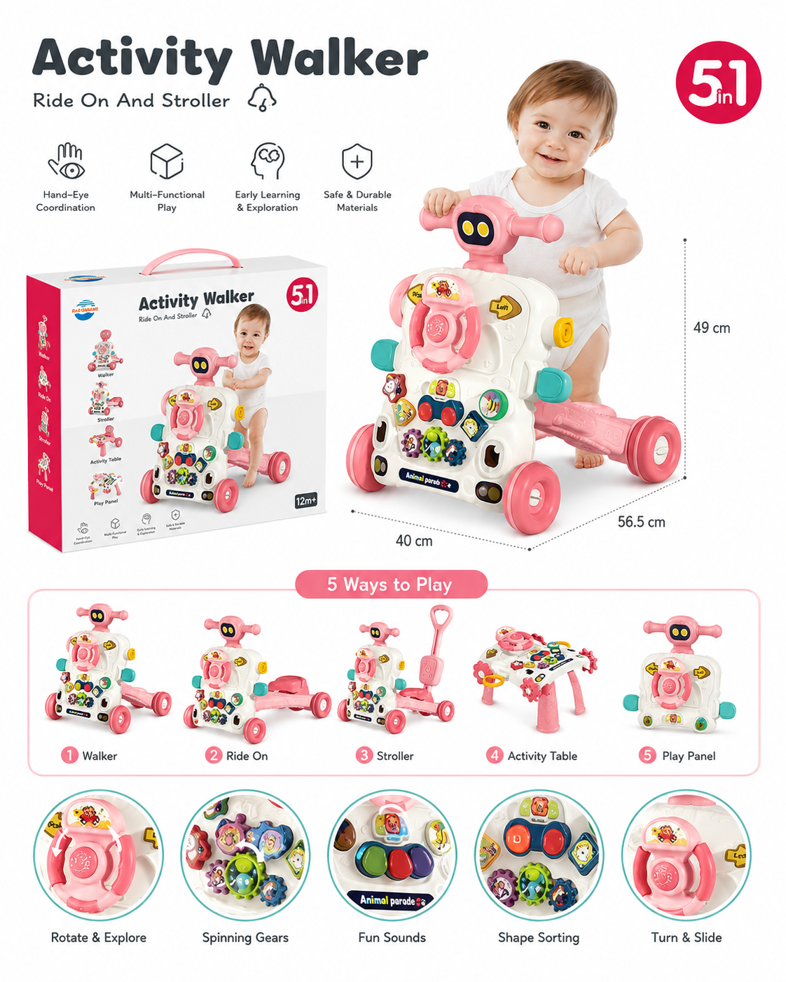 5-in-1 Baby Activity Walker