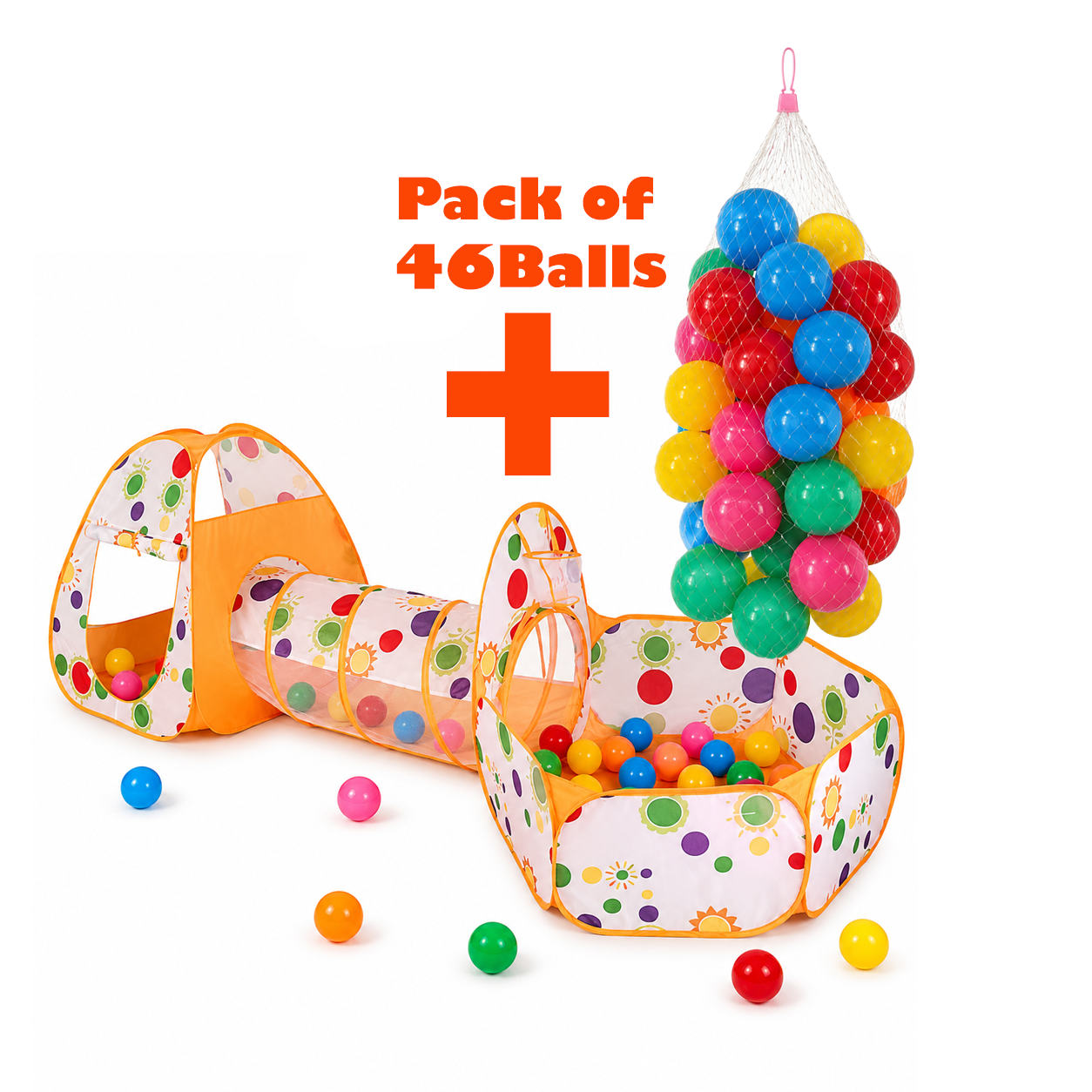 Ball Pit Playhouse & Tunnel + Pack of Balls